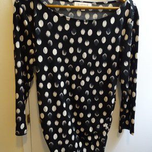 Ellen Tracy Side Ruched Black & White Dress Top